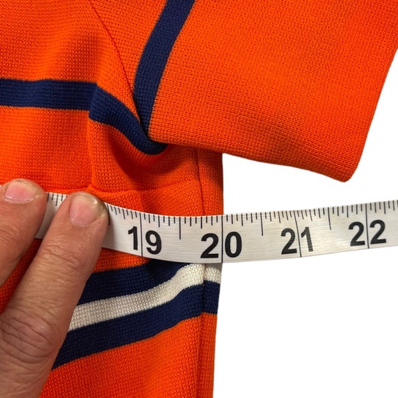 Vintage HERMAN MARCUS Dallas Shift Dress Orange Navy Check - Picture 11 of 11